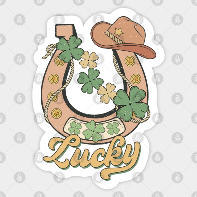 Lucky Charm Irish Shamrock St Patricks Day Cowboy Hat Western Irish American Sticker by JDVNart